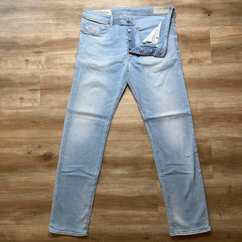 Diesel Buster Jeans Men 34x32 Blue Slim Tapered Stretch Light Wash Italian 069MN